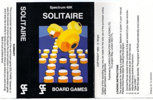 Solitaire box art for ZX Spectrum